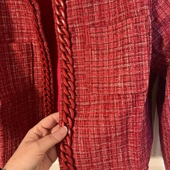 NWT A Peach Be Bold Tweed Chain Blazer - Picture 5 of 11